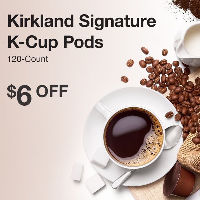 Kirkland Signature K-Cup Pods. 120-count. $6 off.